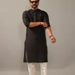 Designer Black Silk Kurta Pajama Set for Men | Partywear Indian Ethnic Outfit